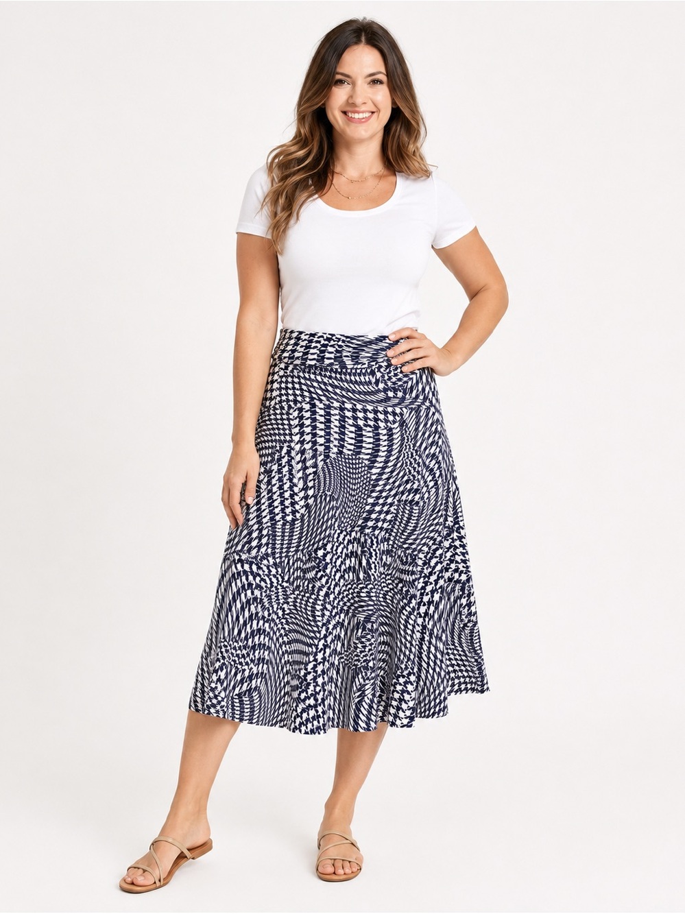 ✂️ 3/$25! LuLaRoe Azure Skirt Blue and White Print (stars) Small